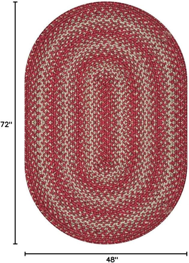 Homespice Apple Pie Jute Red 4x6' Braided Rugs Oval Rugs for Living Room, Bedroom Rug and Dining Room. Pet Friendly. Decor Styles- Farmhouse Rug, Rustic, Vintage, Primitive, Country, Boho Rug