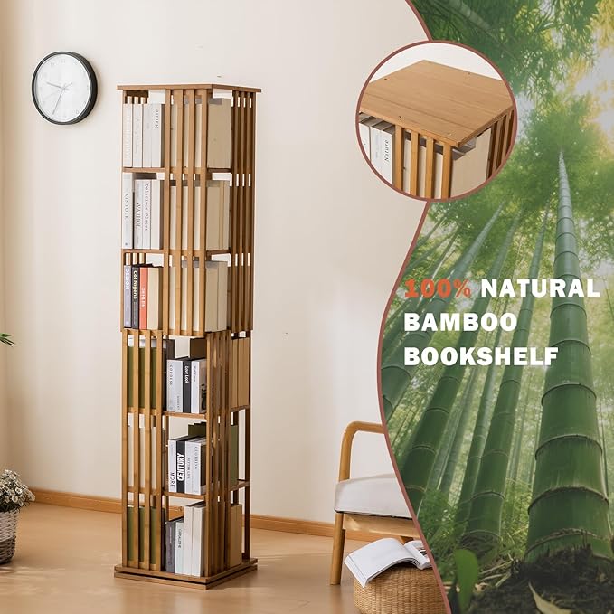 6 Tier Book Shelf,Modern Bookshelves Organizer,Brown