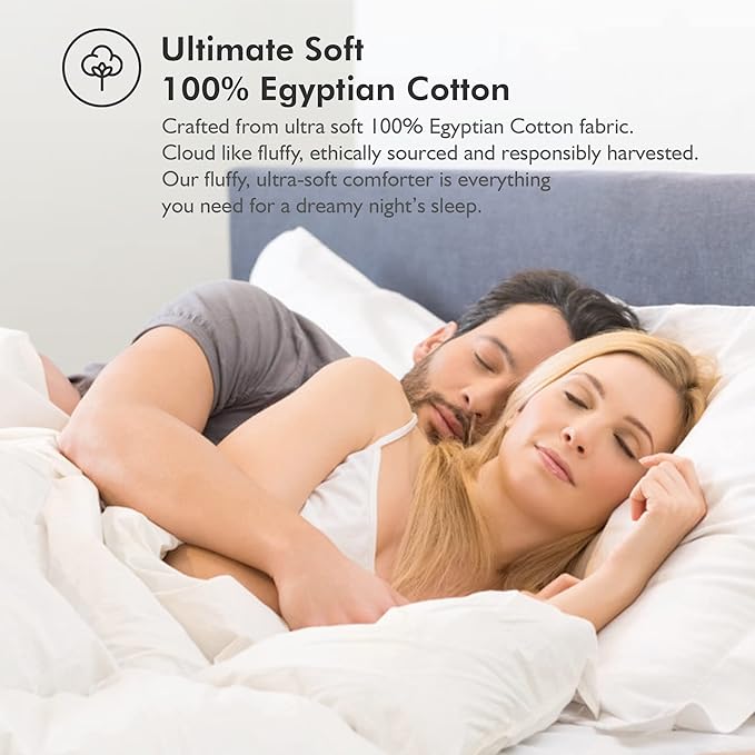 Luxurious White Solid Heavy Weight, California King Size Goose Feathers Down Comforter for Winter Weather Duvet Insert, Premium Baffle Box, 100% Egyptian Cotton Cover, 80 oz. Fill Weight