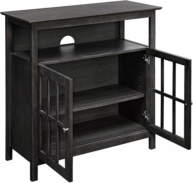 Convenience Concepts Big Sur Highboy TV Stand 36" - Modern Entertainment Center For TVs up to 40", Storage Cabinet for Dining, Living Room, & Entryway, Console Hall Table with Shelves, Weathered Gray