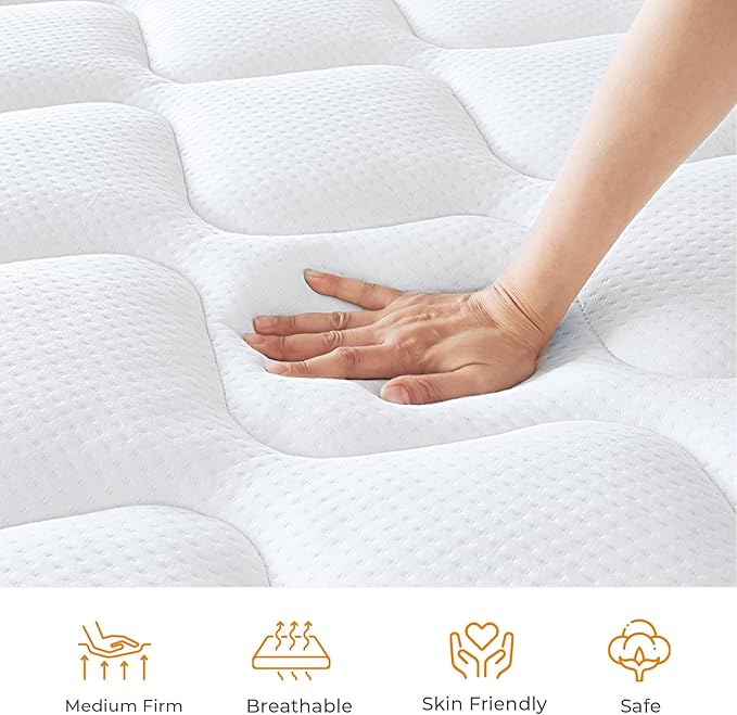 Twin XL Mattress, 12 Inch Hybrid Mattress Twin XL with Individual Pocket Springs and Pressure-Relieving Memory Foam, Breathable, Medium Firm Mattress in a Box 80"x39"x12"