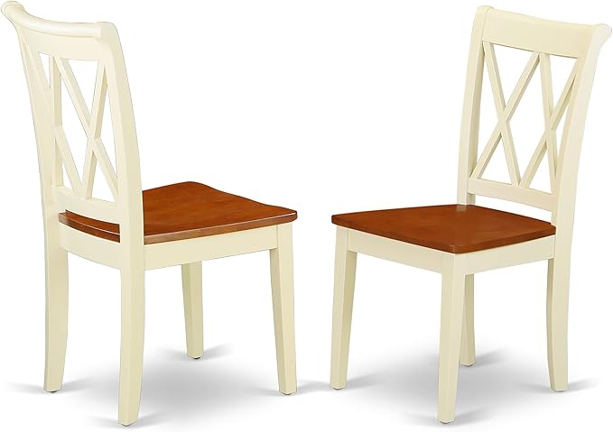 East West Furniture DOCL5-BMK-W 5 Piece Dining Set Includes a Rectangle Dining Room Table with Butterfly Leaf and 4 Wood Seat Chairs, 42x78 Inch, Buttermilk & Cherry