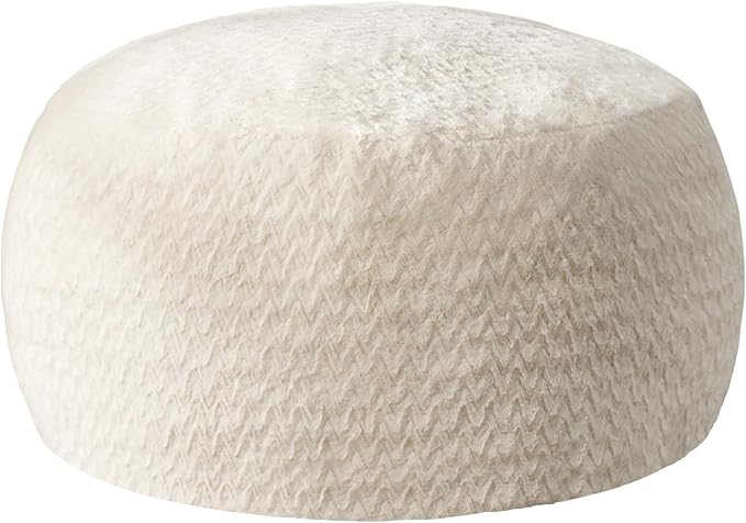 Hobestluk 4ft Bean Bag Chairs for Adults Large Beanbag Chair with Chevron Plush Fur Cover Big Bean Bag Chair for Living Room Bedroom Dorm Office - White (44” x 44” x 24”)