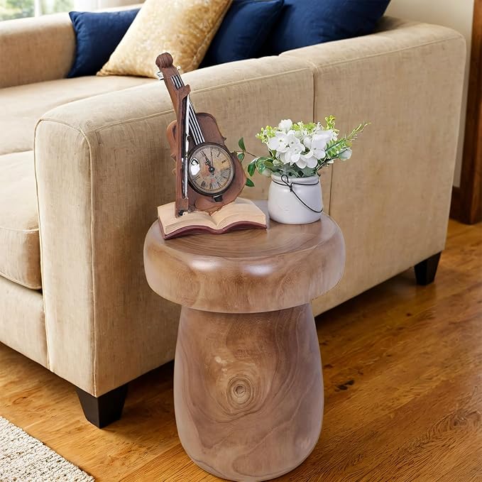 TORMAYS HOME Handmade Wood Side Table Tree Stump End Table Solid Wood Stool Plant Stand Rustic Coffee Table Nightstand for Living Room Bedroom Balcony Garden (Natural Color)