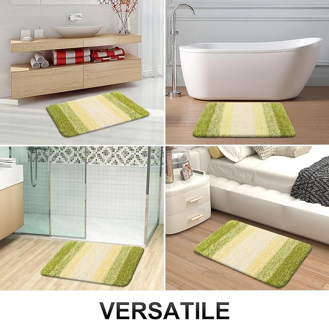 OLANLY Luxury Toilet Rugs U-Shaped 24x20, Extra Soft and Absorbent Microfiber Bathroom Rugs, Non-Slip Plush Shaggy Bath Mat, Machine Wash Dry, Contour Bathroom Mats for Toilet Base, Olive Green
