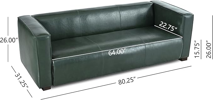 Merax Mid Century Modern 3 Seater Sofa with Birch Wood Legs, 80" Wide Smooth Upholstered Couch for Living Room, Apartment, Green