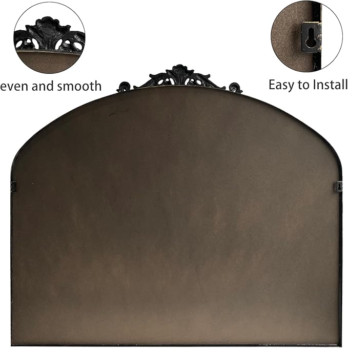 Wall Mirror Window Decorative Traditional Mirrors Antique Arched Farmhouse for Living Room Bedroom Entryway Bathroom Vanity 30 * 36 * 1.2,Black