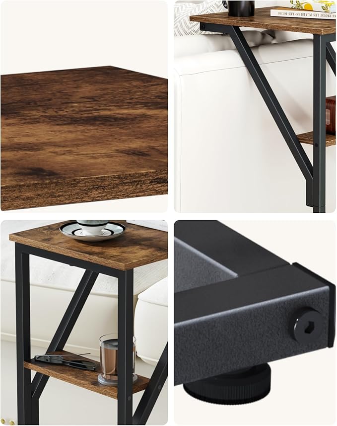 C-Shaped End Table, Small Side Table for Couch, Sofa TV Tray Table for Living Room, Bedroom, Bedside ET-D-BR1