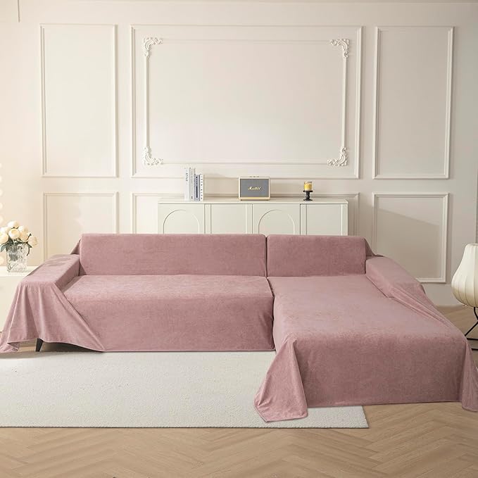 MYSKY HOME Pink Sofa Cover Couch Covers for Sofa, Pet Couch Cover, Reclining Loveseat Covers for 2 Cushion Couch, Thick Durable Non Slip Couch Covers for Furniture Washable, 71"x118"