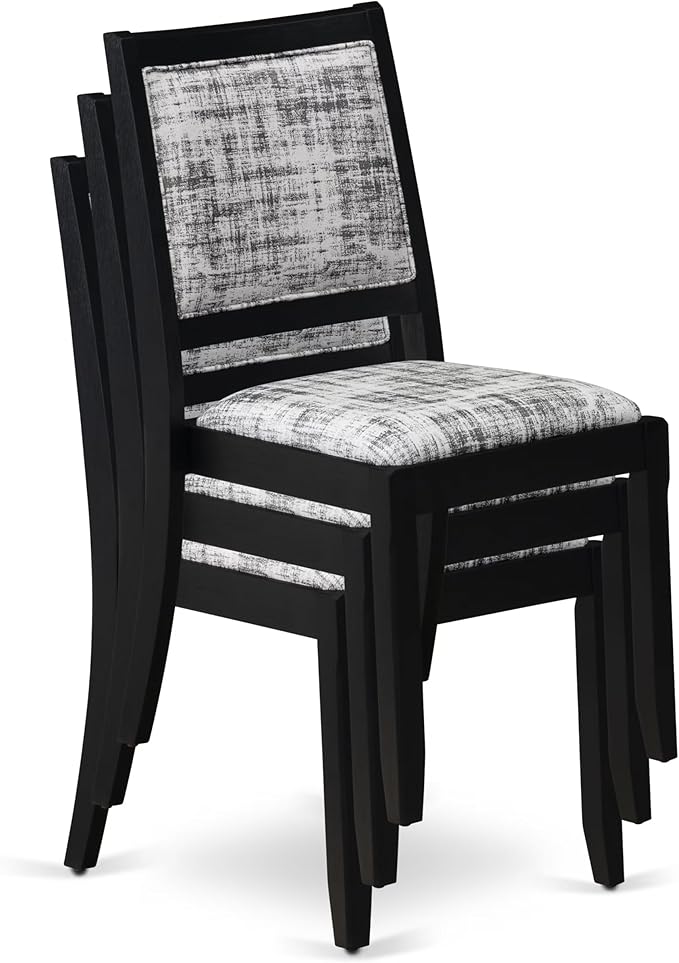 X12X2-006-30 - 13-piece Dining Room Table Set a Rectangular Kitchen Table and 12 Wire Brushed Black Polyester Fabric Stackable Chair, 39x120 Inch, Wire Brushed Black