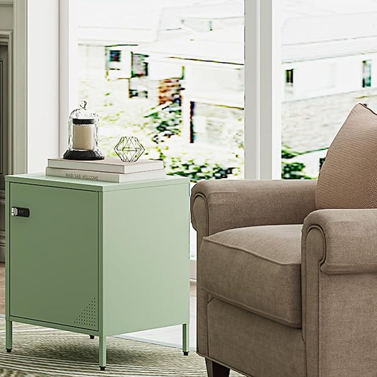 Metal Nightstand-LX (1 Door, Green)