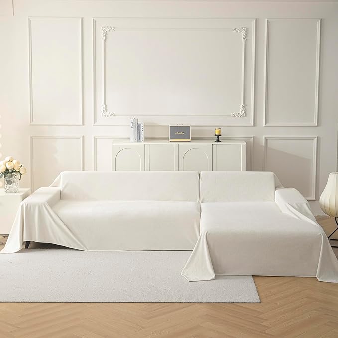 MYSKY HOME White Couch Covers for 3 Cushion Couch Sofa Pet Friendly Dog Couch Cover, Thick Durable Furniture Protector Cover, Non Slip Soft Couch Sofa Cover, Sofa Covers Washable, 71" x 118"