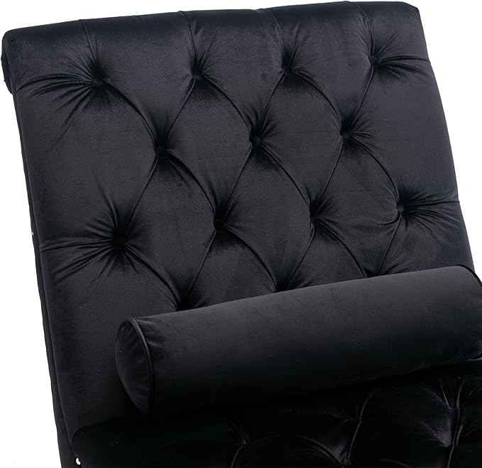 HomSof Modern Armless Velvet Chaise Lounge Indoor Chair with Solid Acrylic Legs