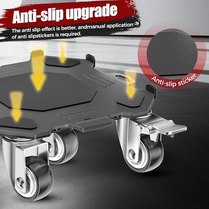 Furniture Dolly & Movers 4-Pack 3000lbs - Heavy Duty Interlocking Furniture Sliders with No Scratch Design, Safe for Hardwood Floors, for Sofa/Refrigerator/Piano Moving (Black, 7in)