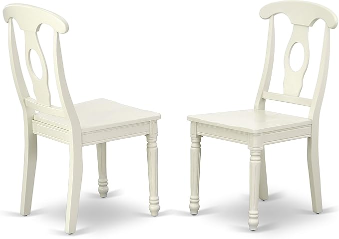 East West Furniture DOKE9-LWH-W 9 Piece Dining Set Includes a Rectangle Dining Table with Butterfly Leaf and 8 Kitchen Chairs, 42x78 Inch, Linen White