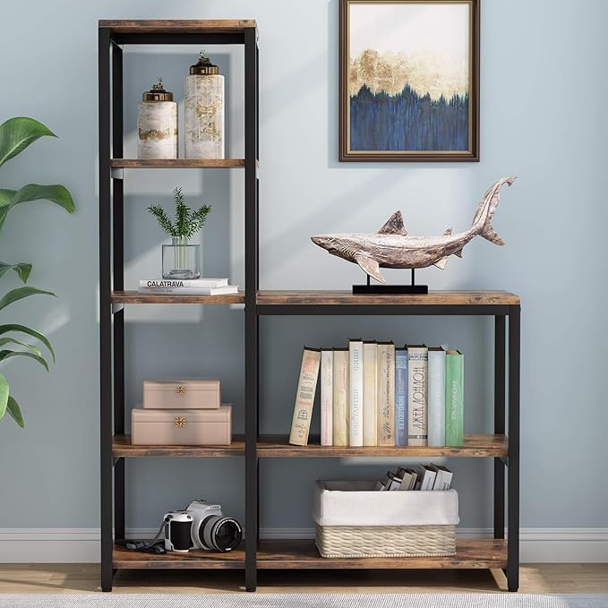 Tribesigns 5-Tier Bookshelf, Ladder Corner Bookshelves Etagere Bookcase, 8 Shelves Display Rack Storage Shelf for Living Room Home Office