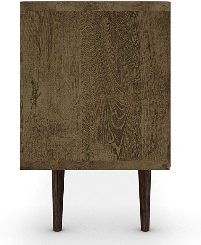 Manhattan Comfort Liberty Mid Century Modern TV Stand for Televisions up to 65 Inches, Bedroom and Living Room Entertainment Center with Storage, Shelves, and Cabinet, 71" Wide, Rustic Brown/White