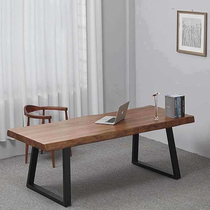 Pine Computer Desk, Modern Solid Wood Home Office Desk, Long Rural Farmhouse Pine Dining Table, Administrative Workstation Computer Desk, Suitable for Living Room and Dining Room (63inch)