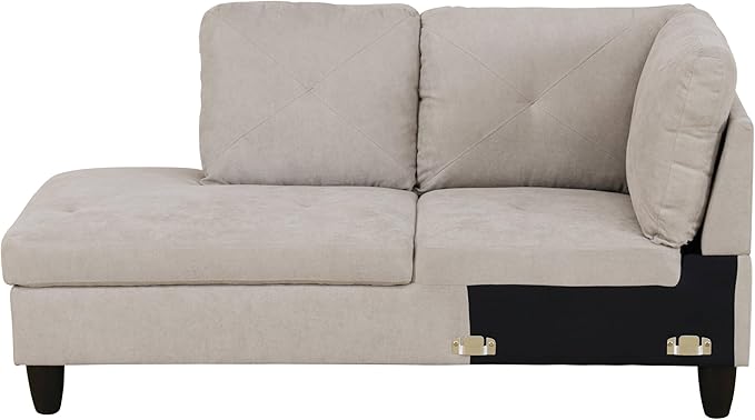 NicBex Sectional Couch 3 Pieces Sofa Set with Right Chaise Flannel L Shaped Cloud Couch for Living Room Furniture Sets with Storage Ottoman, Modular Sofa for Living Room & Apartment, Off-White