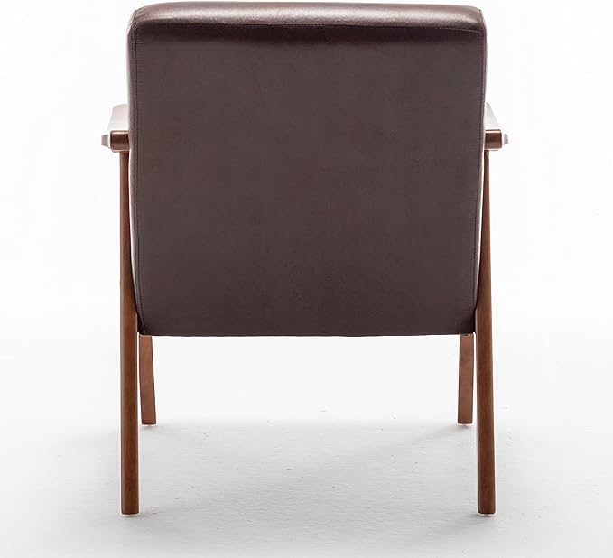 Container Furniture Direct Accent Chair with Microfiber Upholstery and Solid Wood Frame, Classic Mid-Century Modern Living Room Furniture for Extra Seating, Dark Brown