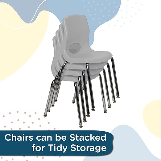 Children’s Factory, AB8010GYC, MyPosture Plus 10" H Chair, Gray with Chrome Legs, Kids Preschool, Daycare or Classroom Flexible Seating, Toddler Desk Chair