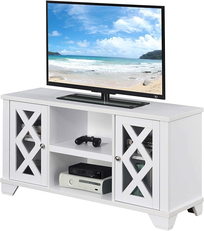 Convenience Concepts Gateway TV Stand 47.25" - Family Room Entertainment Center with Storage Cabinets and Shelves, Traditional TV Console for Living Room, Office, White