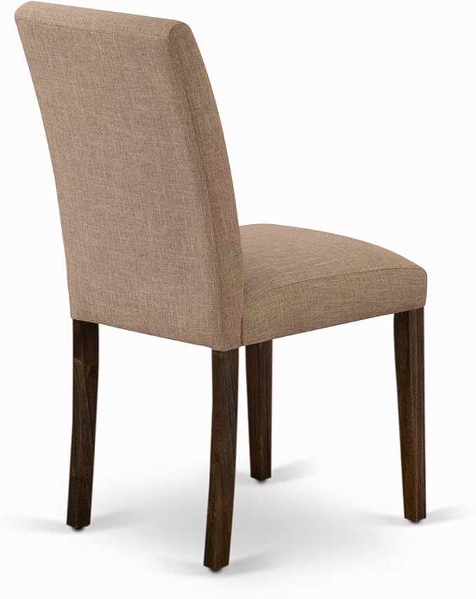 East West Furniture V797AB747-5 5 Piece Modern Dining Table Set Includes a Rectangle Wooden Table with V-Legs and 4 Light Sable Linen Fabric Parsons Dining Chairs, 40x72 Inch, Multi-Color