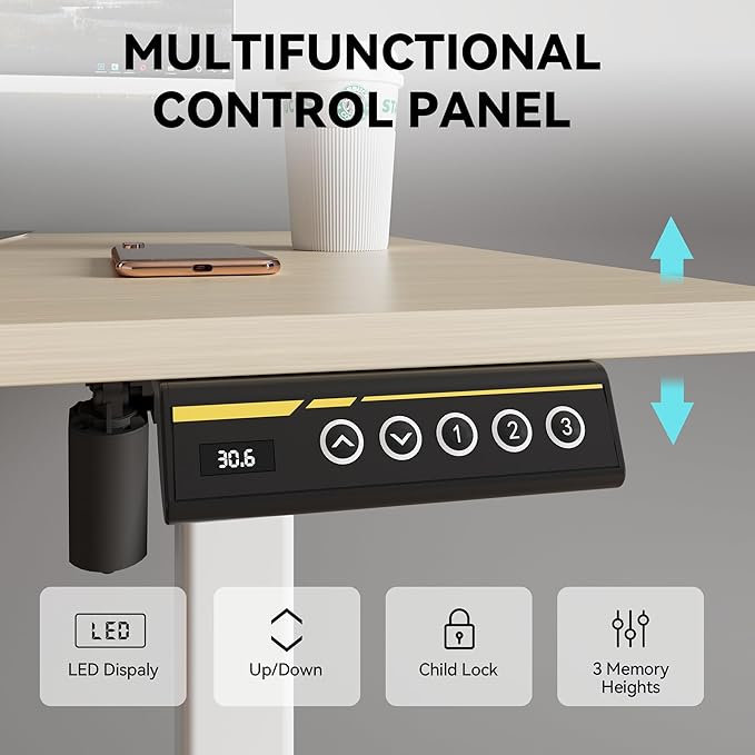 Electric Standing Desk Adjustable Height 40"x24" Stand Up Desk with Lockable Wheels Ergonomic Sit Stand Desk for for Work Office Home Computer Workstation (Nature)