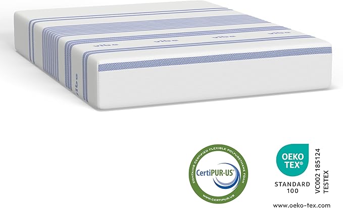 Vibe Gel Memory Foam Mattress, Fiberglass Free 8-Inch CertiPUR-US Certified Bed-in-a-Box, California King, White
