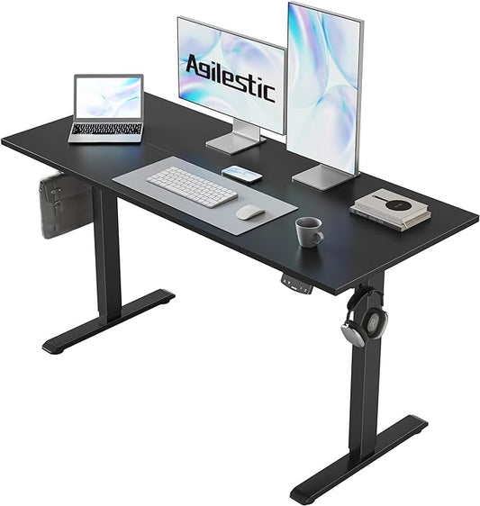 Agilestic Electric Standing Desk, 48 x 24 Inches Height Adjustable Desk, Sit Stand up for Work Office Home, Ergonomic Rising Gaming Computer Table with Memory Preset, Black