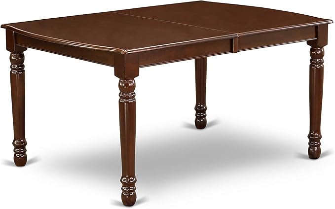 East West Furniture DOEN7-MAH-66 7 Piece Dining Table Set Consist of a Rectangle Dining Room Table with Butterfly Leaf and 6 Brown Faux Faux Leather Parson Chairs, 42x78 Inch, Mahogany