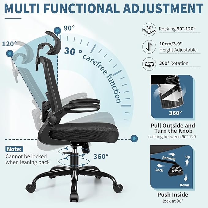 FelixKing Ergonomic Office Chair, Headrest Desk Chair with Adjustable Lumbar Support, Home Office Swivel Task Chair with High Back and Armrest, Adjustable Height Gaming Chair(Black),Pack of 10