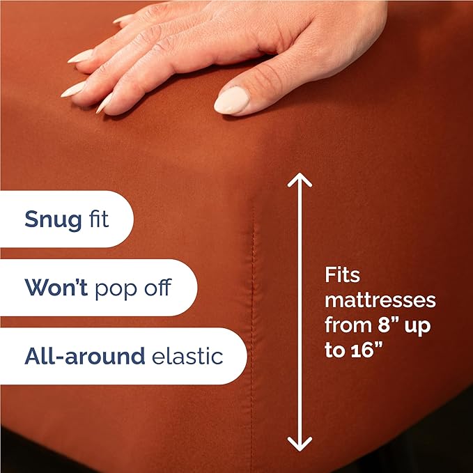 Twin XL Size 3 Piece Sheet Set - Comfy Breathable & Cooling Bed Sheets Set - Hotel Luxury Bedding for Women, Men, Kids, Teens, Boys & Girls - Deep Pockets, Soft, Wrinkle Free - Oeko-Tex - Terracotta