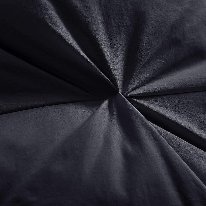 Luxurious Goose Down Feather Fiber Comforter, Exquisite Pinch Pleat Design, Black 108 x 98 , 100% Egyptian Cotton, 75 oz Fill Weight, Black,Oversize Cal King