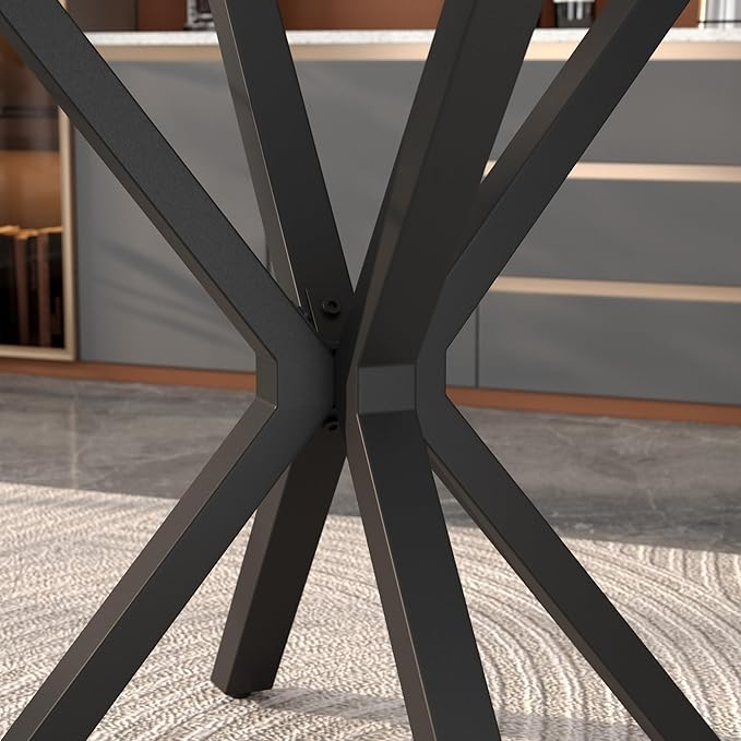 Tempered Glass Dining Table for 4, 48 Inch Rectangular Kitchen Table with Black Metal Legs Modern Style Dinner Table for Dining Room Kitchen