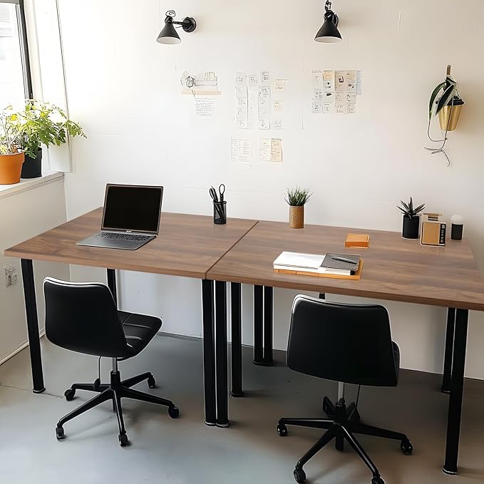 Kaboon Universal Tabletop 55"x20", Solid One-Piece Melamine Table Top, Double Desk L-Desk DIY, Home and Office, Dark Walnut