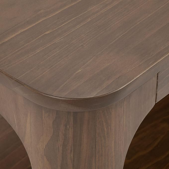 Plank+Beam Modern Rounded Rectangular Side Table with Shelf, Solid Wood End Table for Living Room, 25in, Walnut