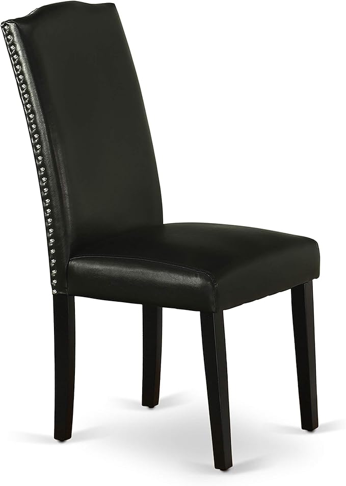 East West Furniture NOEN5-BLK-69 5 Piece Kitchen Table & Chairs Set Includes a Rectangle Butterfly Leaf Dining Table and 4 Black Faux Leather Parsons Chairs, 32x54 Inch, Black