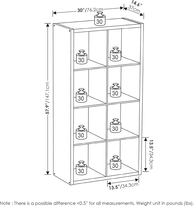 Furinno Cubicle Open Back Decorative Cube Storage Organizer, 8-Cube, Light Grey