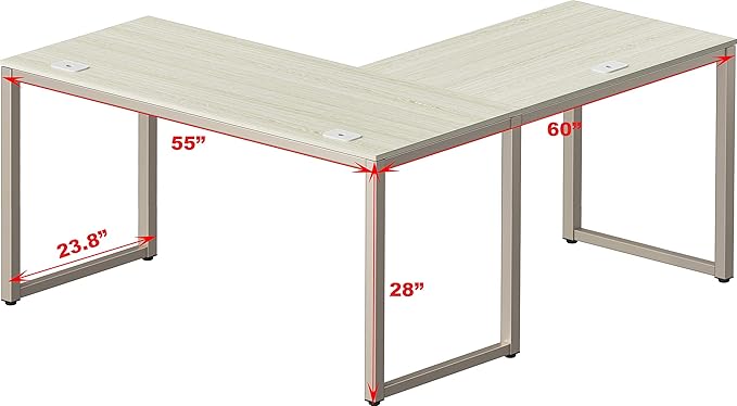 SHW 55 x 60 Inches Commercial-Grade L-Shape Corner Office Computer Desk, Maple