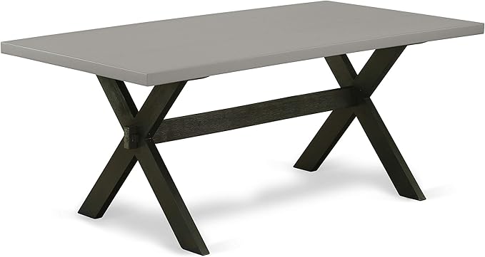 East West Furniture X697FL624-7 7 Piece Dining Room Furniture Set Consist of a Rectangle Dining Table with X-Legs and 6 Black Linen Fabric Parsons Chairs, 40x72 Inch, Multi-Color