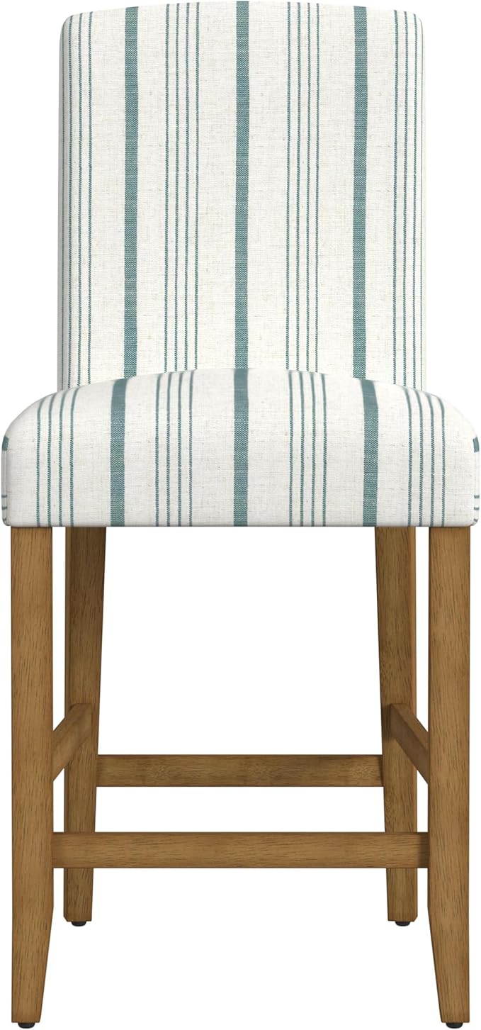 HomePop Curved Back 24" Barstool - Blue Calypso Stripe