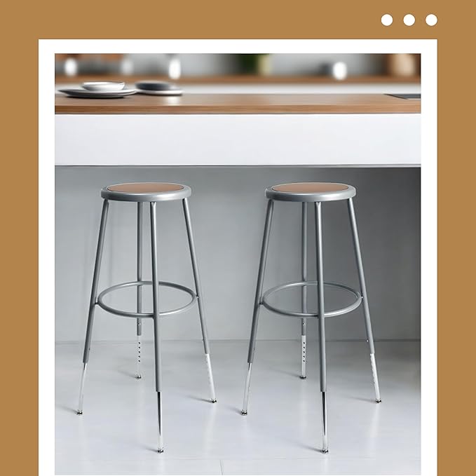 OEF Furnishings (2 Pack Height Adjustable Steel Stools, Grey, 31-39"