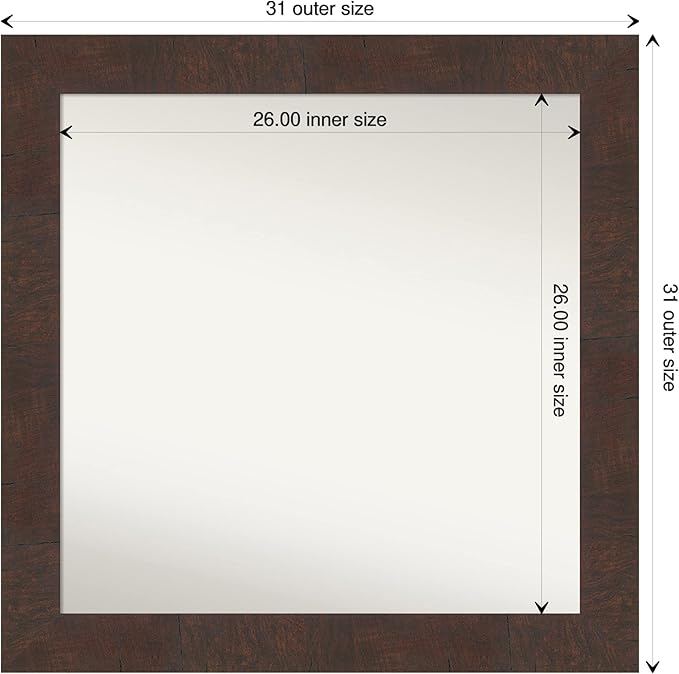 Amanti Art White Bathroom Mirror for Over Sink, 30x30 Wedge White Square Vanity Mirror, Large Modern Frame, Hangs Horizonally and Vertically, Bathroom Wall Decor, Non-Beveled Edge from WI, USA