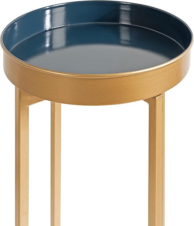 Kate and Laurel Celia Modern Side Table, Set of 2, Navy Blue and Gold, Sophisticated End Tables for Storage and Display