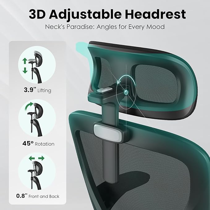 Ergonomic Office Chair, Comfy Home Office Chair High Back Computer Chair with Headrest, Adjustable Back Support, Flip-Up Arms, 90-120° Tilt and Wide Cushion, Up to 300lbs,Black