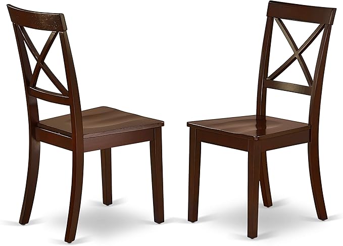 East West Furniture HBBO3-MAH-W 3 Piece Dining Room Table Set Contains a Round Kitchen Table with Pedestal and 2 Dining Chairs, 42x42 Inch, Mahogany