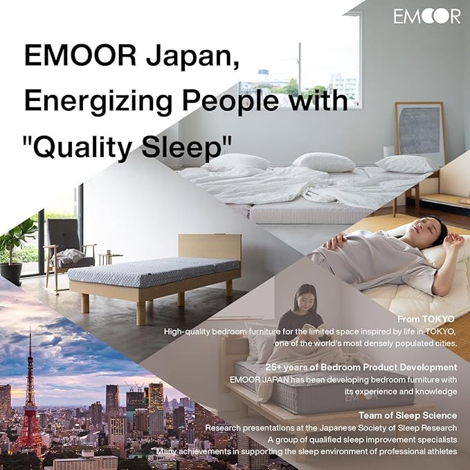 EMOOR Japanese Wool-Blend Padded Futon Mattress GOMA Queen Dark Gray, Gusset Foldable Sotrable Elastic Bands Floor Sleeping Guest Bed Tatami Mat