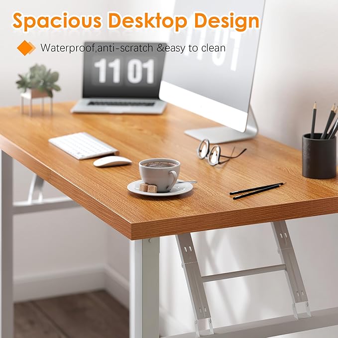Need Folding Computer Desk - 31.5 Inch Foldable Office Writing Work Study Kids Student Teacher Home Bedroom Table for Small Space, Teak White