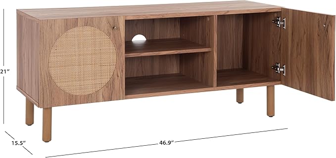 SAFAVIEH Home Collection Ophelia Oak Brown 2-Door 2-Shelf Entertainment Media Stand (Fits up to a 50" Flatscreen TV)